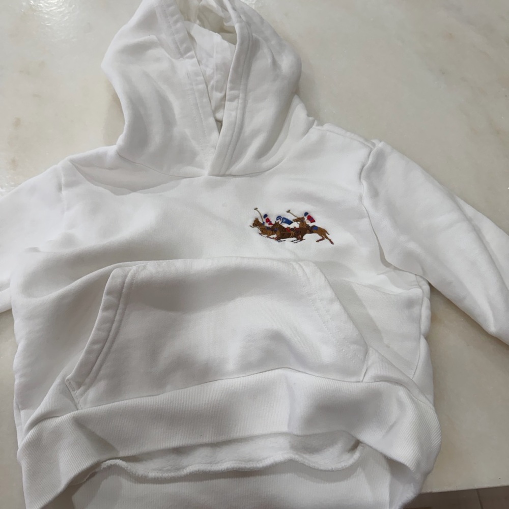 Polo by Ralph Lauren White Kids Hoodie with Multicolor Polo Player Embroidery